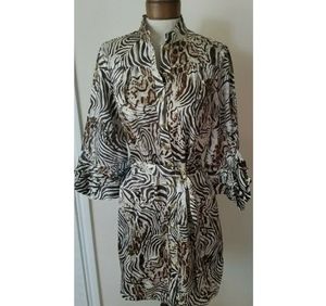Bebe Marissa Animal Print Belted Button Up Dress